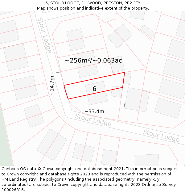 6, STOUR LODGE, FULWOOD, PRESTON, PR2 3EY: Plot and title map