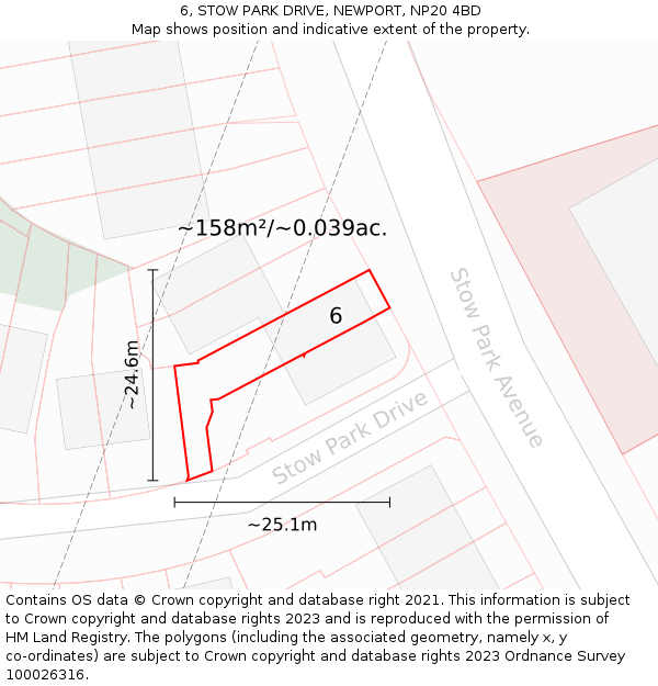 6, STOW PARK DRIVE, NEWPORT, NP20 4BD: Plot and title map