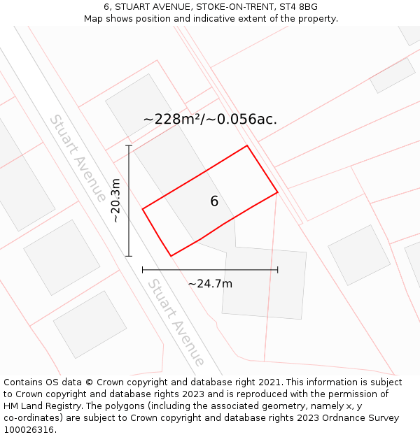 6, STUART AVENUE, STOKE-ON-TRENT, ST4 8BG: Plot and title map