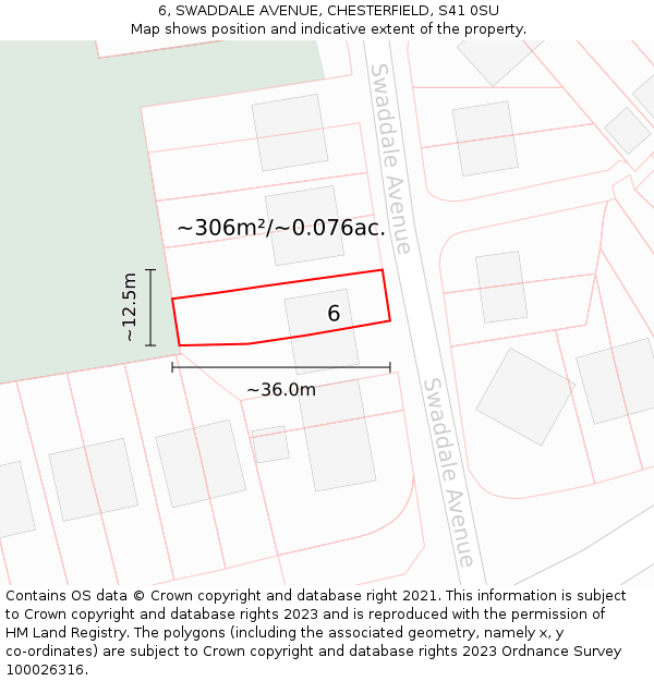 6, SWADDALE AVENUE, CHESTERFIELD, S41 0SU: Plot and title map