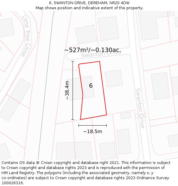 6, SWANTON DRIVE, DEREHAM, NR20 4DW: Plot and title map