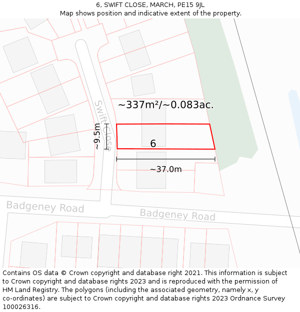 6, SWIFT CLOSE, MARCH, PE15 9JL: Plot and title map