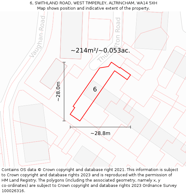 6, SWITHLAND ROAD, WEST TIMPERLEY, ALTRINCHAM, WA14 5XH: Plot and title map