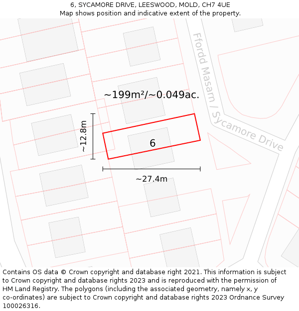 6, SYCAMORE DRIVE, LEESWOOD, MOLD, CH7 4UE: Plot and title map