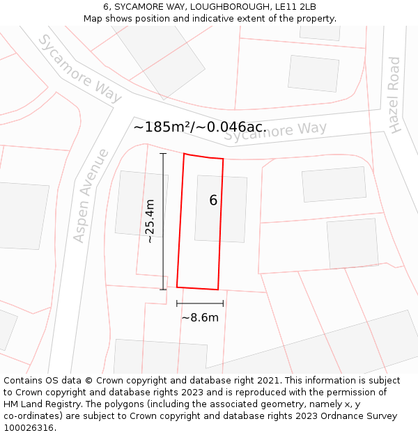 6, SYCAMORE WAY, LOUGHBOROUGH, LE11 2LB: Plot and title map