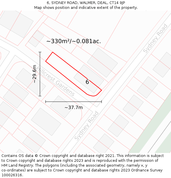 6, SYDNEY ROAD, WALMER, DEAL, CT14 9JP: Plot and title map