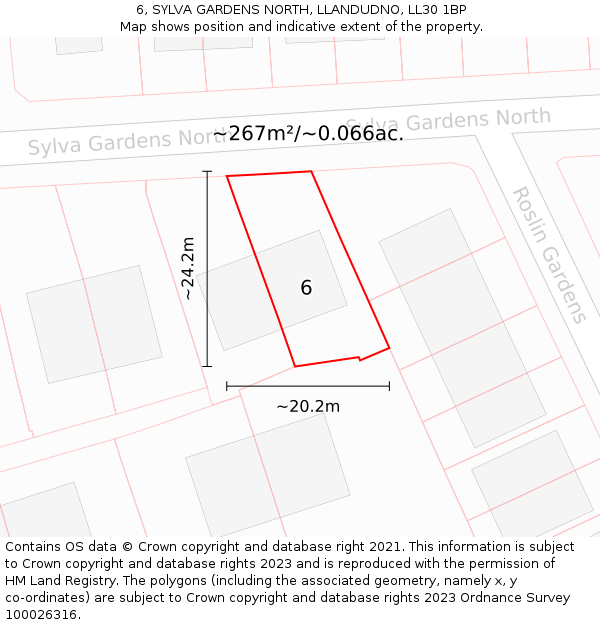 6, SYLVA GARDENS NORTH, LLANDUDNO, LL30 1BP: Plot and title map