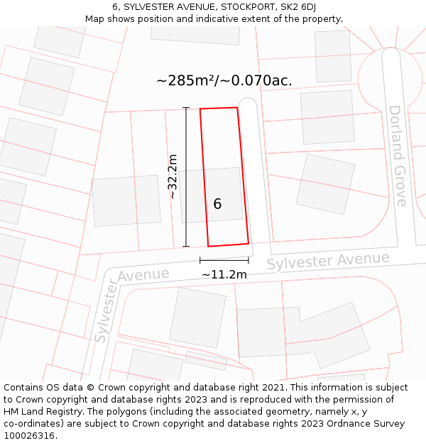 6, SYLVESTER AVENUE, STOCKPORT, SK2 6DJ: Plot and title map