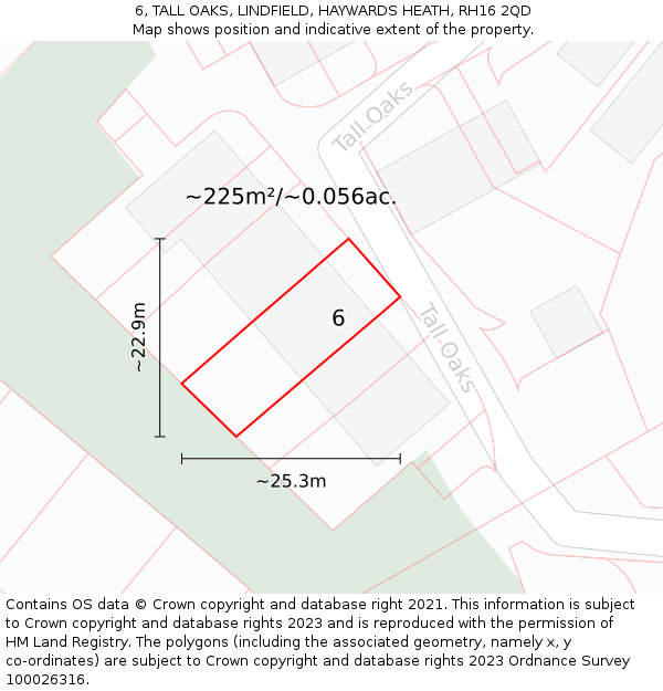 6, TALL OAKS, LINDFIELD, HAYWARDS HEATH, RH16 2QD: Plot and title map