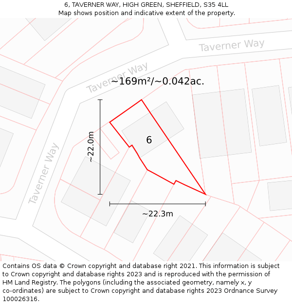 6, TAVERNER WAY, HIGH GREEN, SHEFFIELD, S35 4LL: Plot and title map