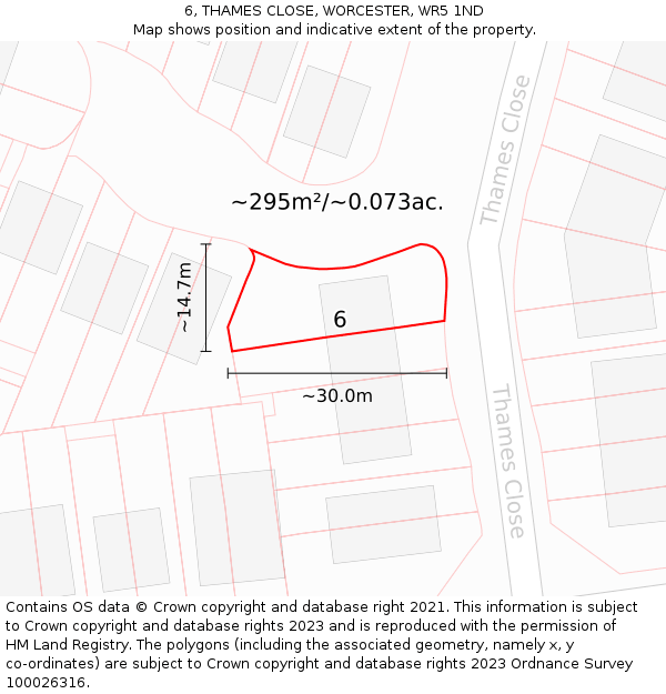 6, THAMES CLOSE, WORCESTER, WR5 1ND: Plot and title map