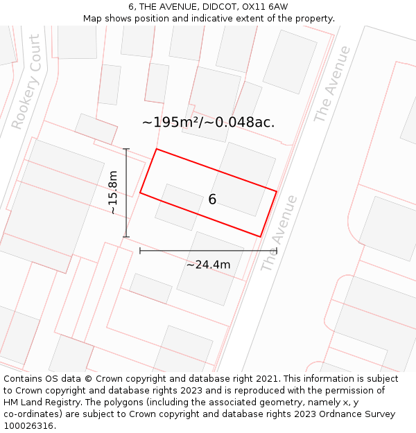 6, THE AVENUE, DIDCOT, OX11 6AW: Plot and title map