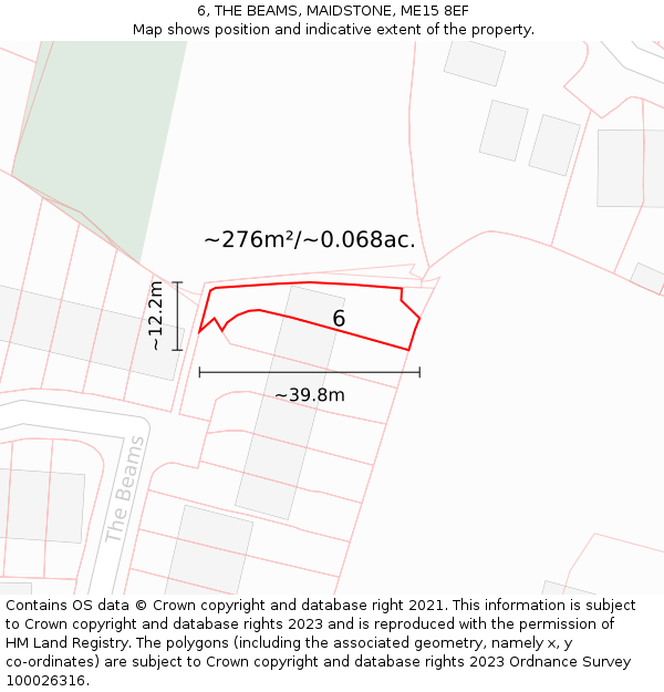 6, THE BEAMS, MAIDSTONE, ME15 8EF: Plot and title map