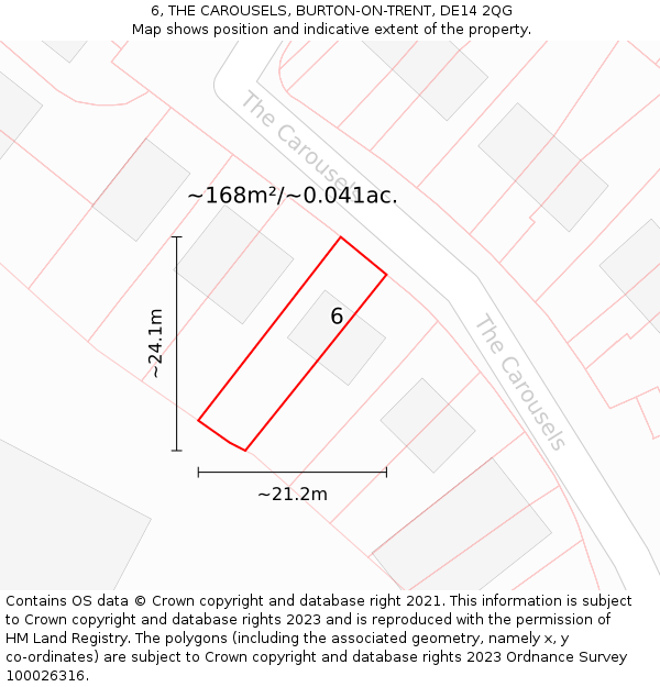 6, THE CAROUSELS, BURTON-ON-TRENT, DE14 2QG: Plot and title map