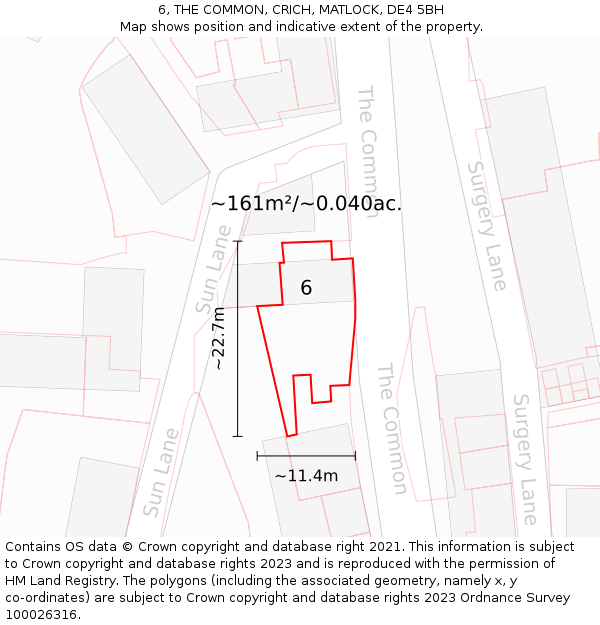 6, THE COMMON, CRICH, MATLOCK, DE4 5BH: Plot and title map