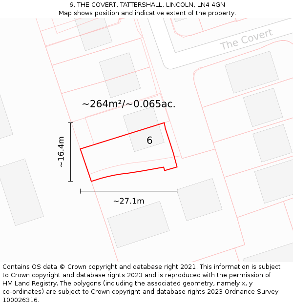 6, THE COVERT, TATTERSHALL, LINCOLN, LN4 4GN: Plot and title map