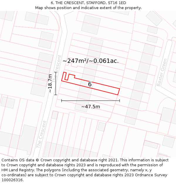 6, THE CRESCENT, STAFFORD, ST16 1ED: Plot and title map
