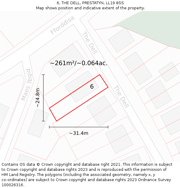 6, THE DELL, PRESTATYN, LL19 8SS: Plot and title map