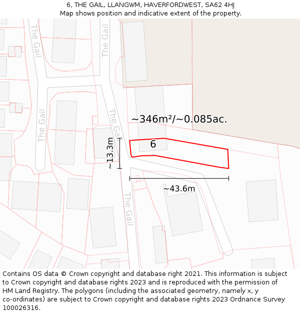 6, THE GAIL, LLANGWM, HAVERFORDWEST, SA62 4HJ: Plot and title map