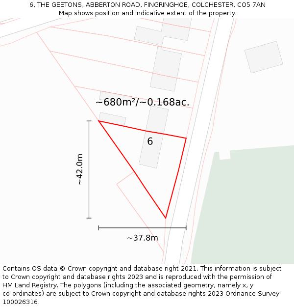 6, THE GEETONS, ABBERTON ROAD, FINGRINGHOE, COLCHESTER, CO5 7AN: Plot and title map