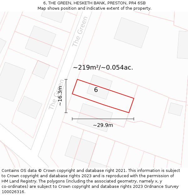 6, THE GREEN, HESKETH BANK, PRESTON, PR4 6SB: Plot and title map