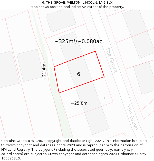 6, THE GROVE, WELTON, LINCOLN, LN2 3LX: Plot and title map