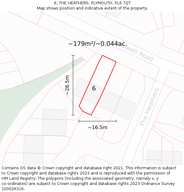 6, THE HEATHERS, PLYMOUTH, PL6 7QT: Plot and title map