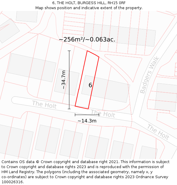 6, THE HOLT, BURGESS HILL, RH15 0RF: Plot and title map