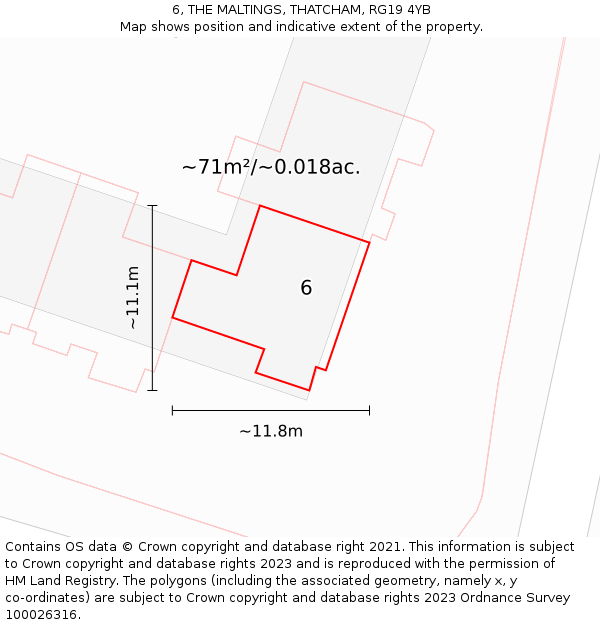 6, THE MALTINGS, THATCHAM, RG19 4YB: Plot and title map