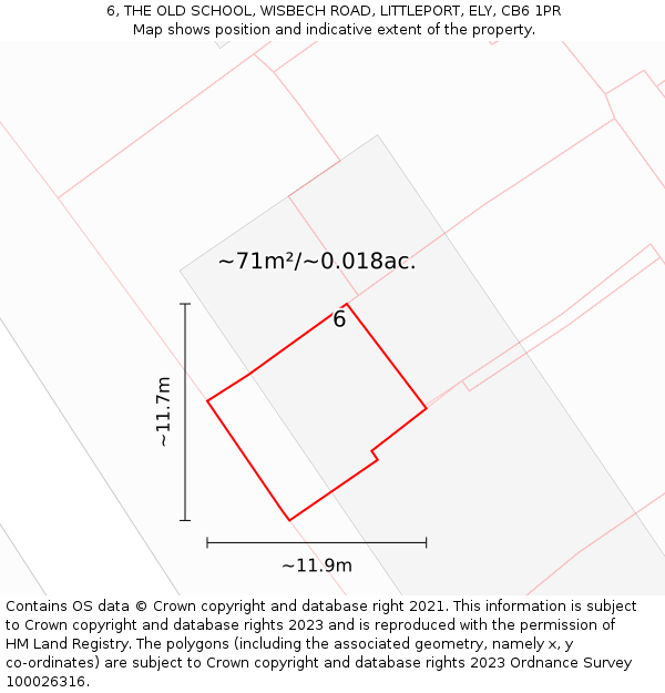 6, THE OLD SCHOOL, WISBECH ROAD, LITTLEPORT, ELY, CB6 1PR: Plot and title map
