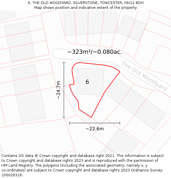 6, THE OLD WOODYARD, SILVERSTONE, TOWCESTER, NN12 8DH: Plot and title map