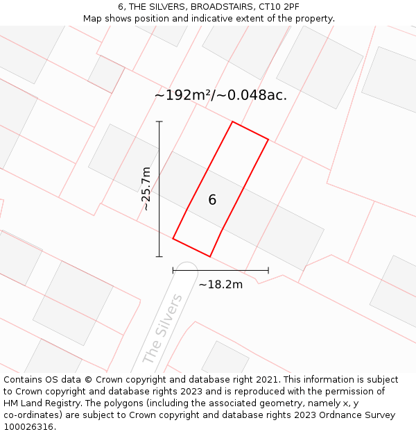 6, THE SILVERS, BROADSTAIRS, CT10 2PF: Plot and title map