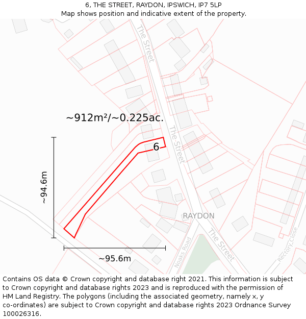 6, THE STREET, RAYDON, IPSWICH, IP7 5LP: Plot and title map