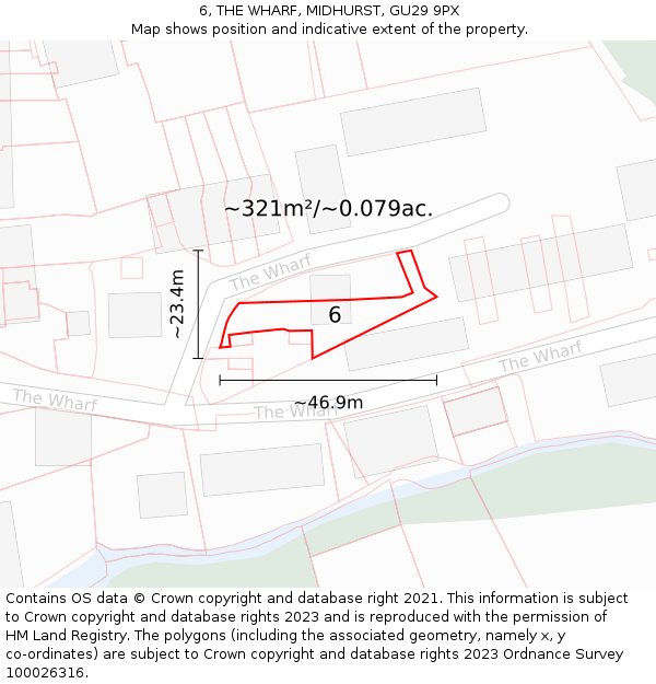6, THE WHARF, MIDHURST, GU29 9PX: Plot and title map