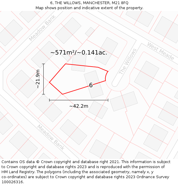 6, THE WILLOWS, MANCHESTER, M21 8FQ: Plot and title map