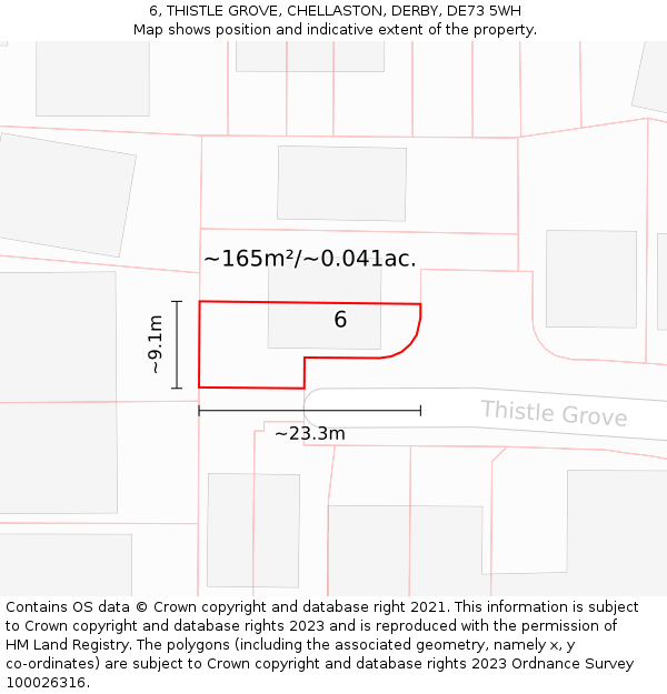 6, THISTLE GROVE, CHELLASTON, DERBY, DE73 5WH: Plot and title map