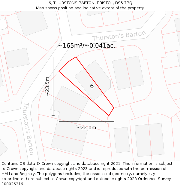 6, THURSTONS BARTON, BRISTOL, BS5 7BQ: Plot and title map