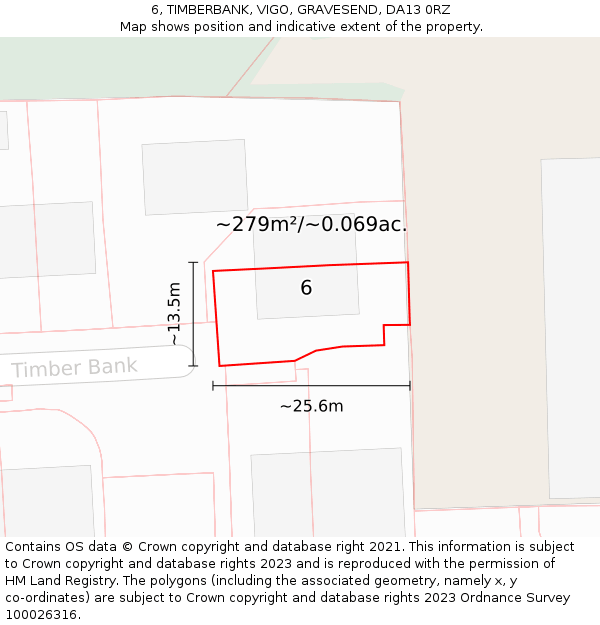 6, TIMBERBANK, VIGO, GRAVESEND, DA13 0RZ: Plot and title map