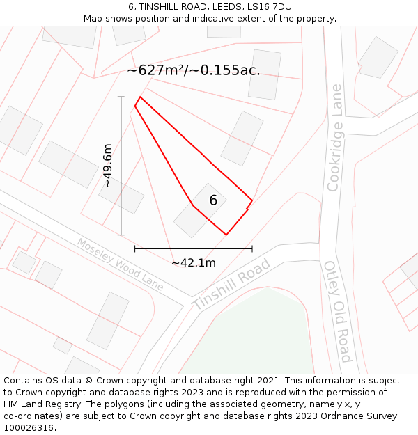 6, TINSHILL ROAD, LEEDS, LS16 7DU: Plot and title map