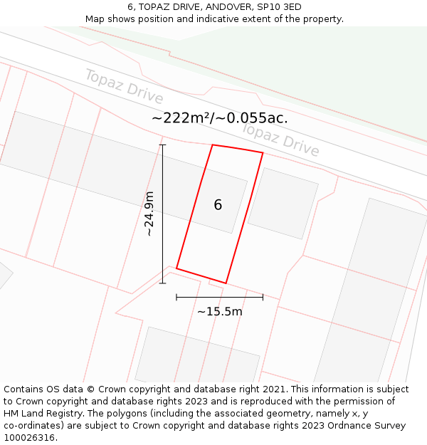 6, TOPAZ DRIVE, ANDOVER, SP10 3ED: Plot and title map