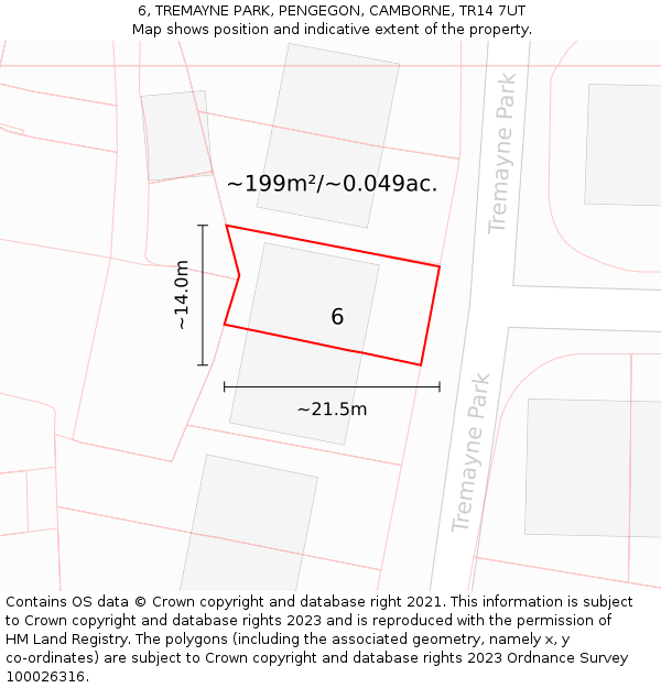 6, TREMAYNE PARK, PENGEGON, CAMBORNE, TR14 7UT: Plot and title map