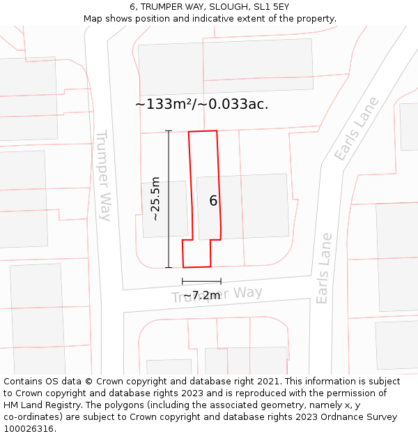 6, TRUMPER WAY, SLOUGH, SL1 5EY: Plot and title map