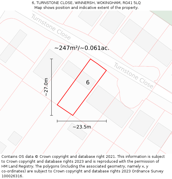 6, TURNSTONE CLOSE, WINNERSH, WOKINGHAM, RG41 5LQ: Plot and title map