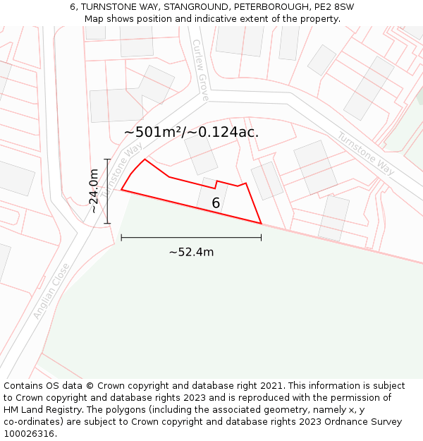 6, TURNSTONE WAY, STANGROUND, PETERBOROUGH, PE2 8SW: Plot and title map