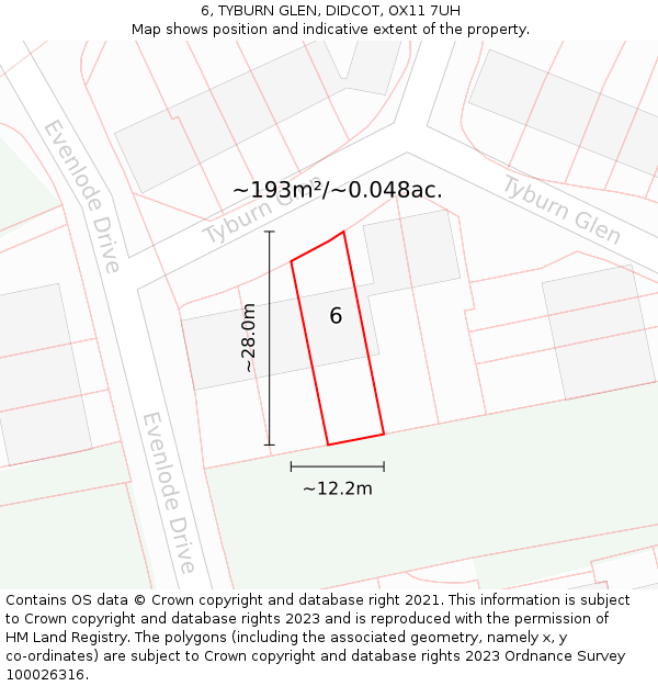 6, TYBURN GLEN, DIDCOT, OX11 7UH: Plot and title map