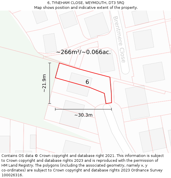 6, TYNEHAM CLOSE, WEYMOUTH, DT3 5RQ: Plot and title map