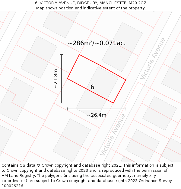 6, VICTORIA AVENUE, DIDSBURY, MANCHESTER, M20 2GZ: Plot and title map