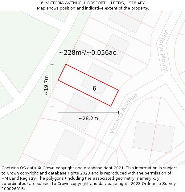 6, VICTORIA AVENUE, HORSFORTH, LEEDS, LS18 4PY: Plot and title map