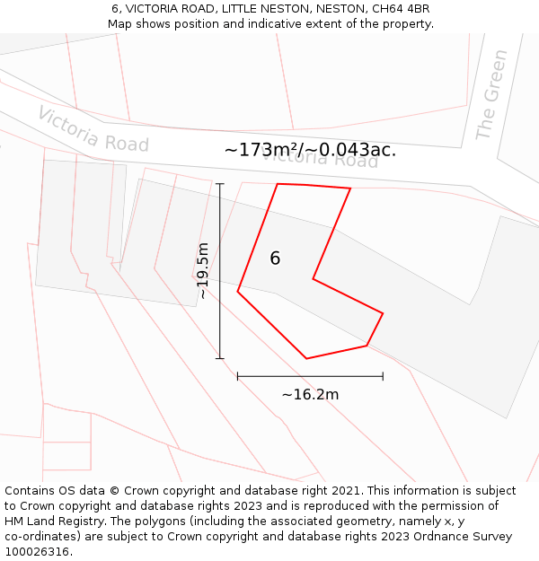 6, VICTORIA ROAD, LITTLE NESTON, NESTON, CH64 4BR: Plot and title map