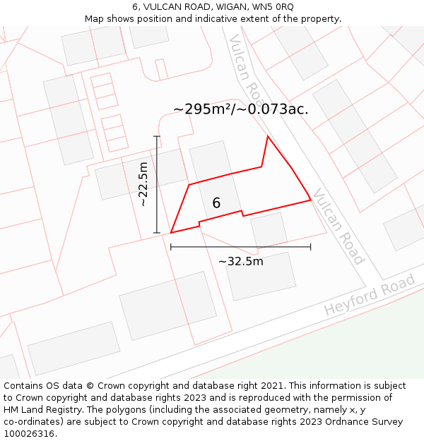 6, VULCAN ROAD, WIGAN, WN5 0RQ: Plot and title map